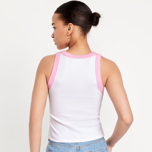 NWT OLD NAVY Graphic Crop Tank Top Color: Calla Lilies - Picture 3 of 6